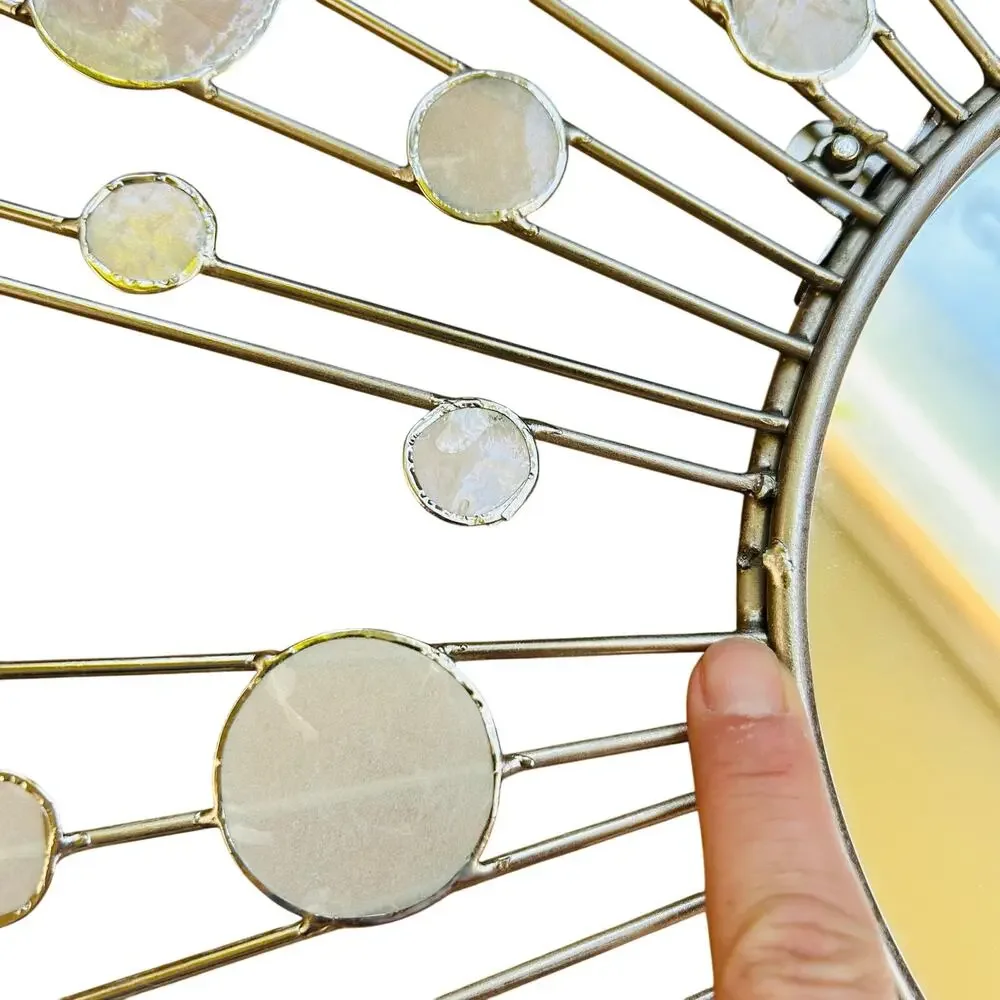 SUNBURST MIRROR silver w/ capiz shells - read
